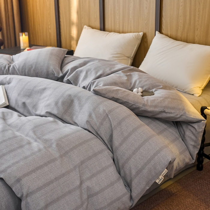 91家纺网 家纺一手货源 找家纺 春皖家纺 2025新款全棉原棉磨毛色织水洗单被套回暖系列-风格二 暮山灰