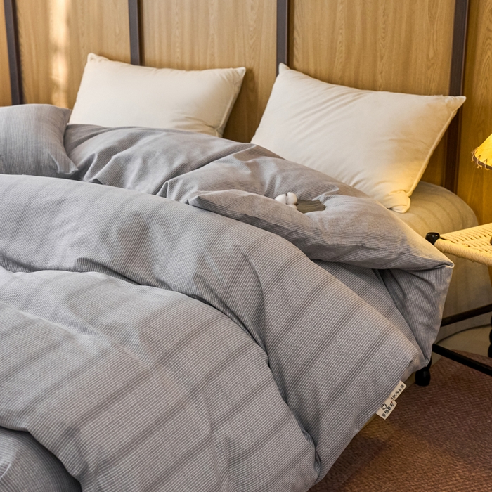 91家纺网 家纺一手货源 找家纺 春皖家纺 2025新款全棉原棉磨毛色织水洗单被套回暖系列-风格二 暮山灰