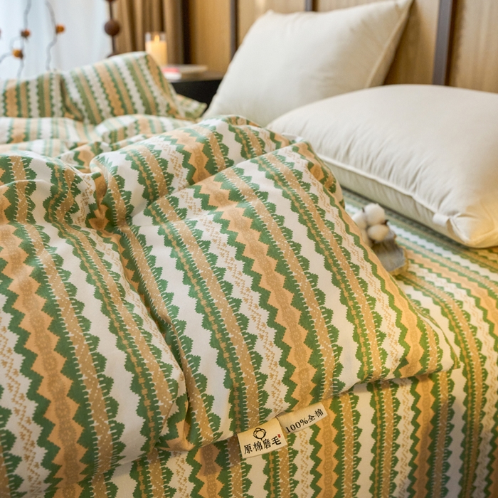 91家纺网 家纺一手货源 找家纺 春皖家纺 2025新款全棉原棉磨毛色织水洗单被套回暖系列-风格二 拿坡里