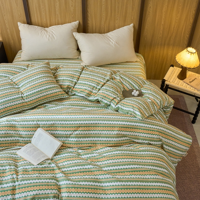 91家纺网 家纺一手货源 找家纺 春皖家纺 2025新款全棉原棉磨毛色织水洗单被套回暖系列-风格二 拿坡里