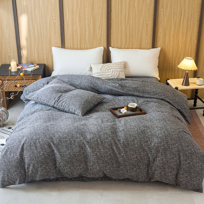 春皖家纺 2025新款全棉原棉磨毛色织水洗单被套回暖系列-风格二 浅陌灰