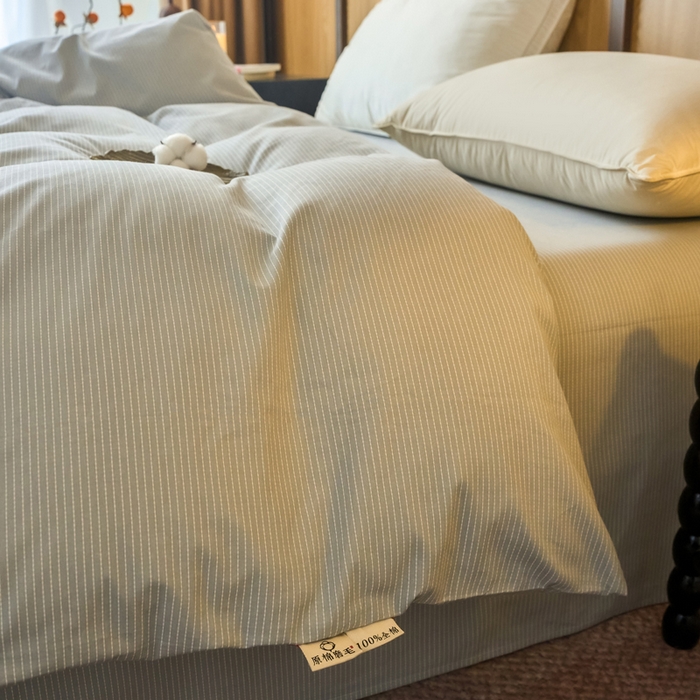 91家纺网 家纺一手货源 找家纺 春皖家纺 2025新款全棉原棉磨毛色织水洗单被套回暖系列-风格二 雾灰细语