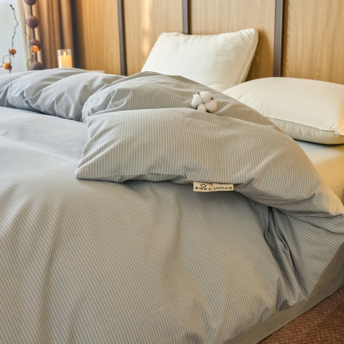 91家纺网 家纺一手货源 找家纺 春皖家纺 2025新款全棉原棉磨毛色织水洗单被套回暖系列-风格二 雾灰细语