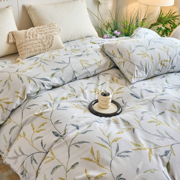 91家纺网 家纺一手货源 找家纺 春皖家纺 2025新款全棉原棉磨毛色织水洗单被套回暖系列-风格二 叶晴川