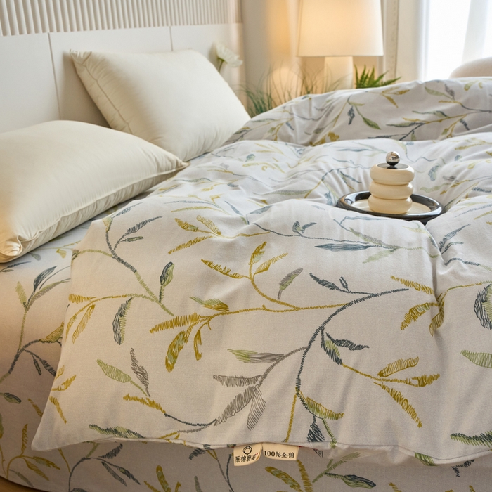 91家纺网 家纺一手货源 找家纺 春皖家纺 2025新款全棉原棉磨毛色织水洗单被套回暖系列-风格二 叶晴川
