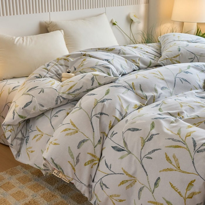 91家纺网 家纺一手货源 找家纺 春皖家纺 2025新款全棉原棉磨毛色织水洗单被套回暖系列-风格二 叶晴川