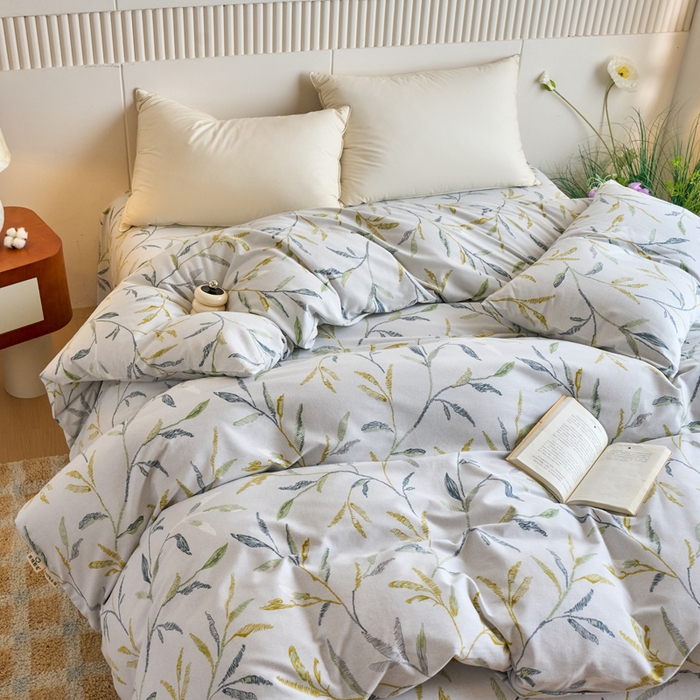 91家纺网 家纺一手货源 找家纺 春皖家纺 2025新款全棉原棉磨毛色织水洗单被套回暖系列-风格二 叶晴川