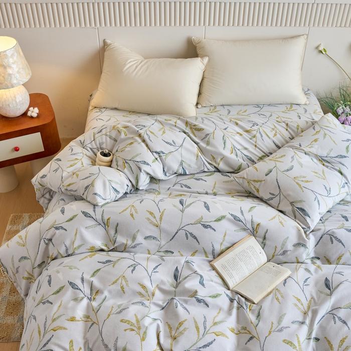 91家纺网 家纺一手货源 找家纺 春皖家纺 2025新款全棉原棉磨毛色织水洗单被套回暖系列-风格二 叶晴川