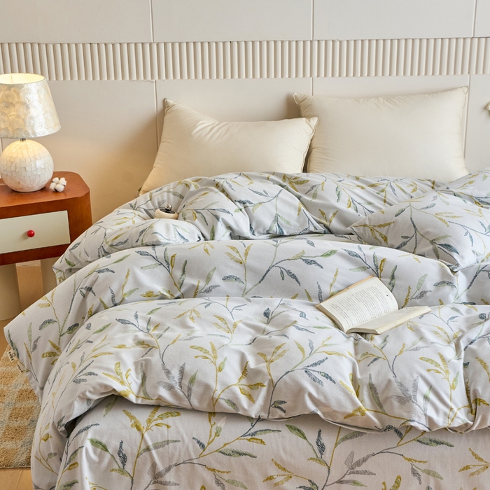 91家纺网 家纺一手货源 找家纺 春皖家纺 2025新款全棉原棉磨毛色织水洗单被套回暖系列-风格二 叶晴川