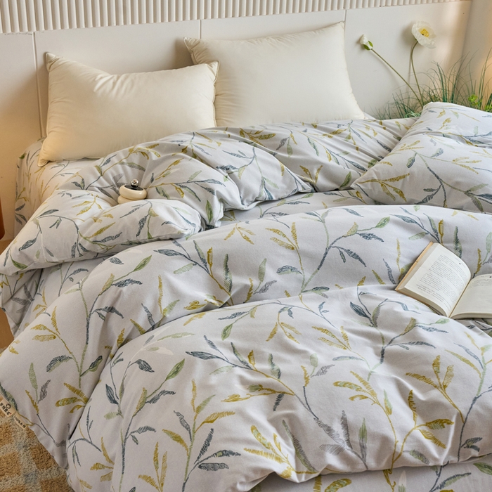 91家纺网 家纺一手货源 找家纺 春皖家纺 2025新款全棉原棉磨毛色织水洗单被套回暖系列-风格二 叶晴川