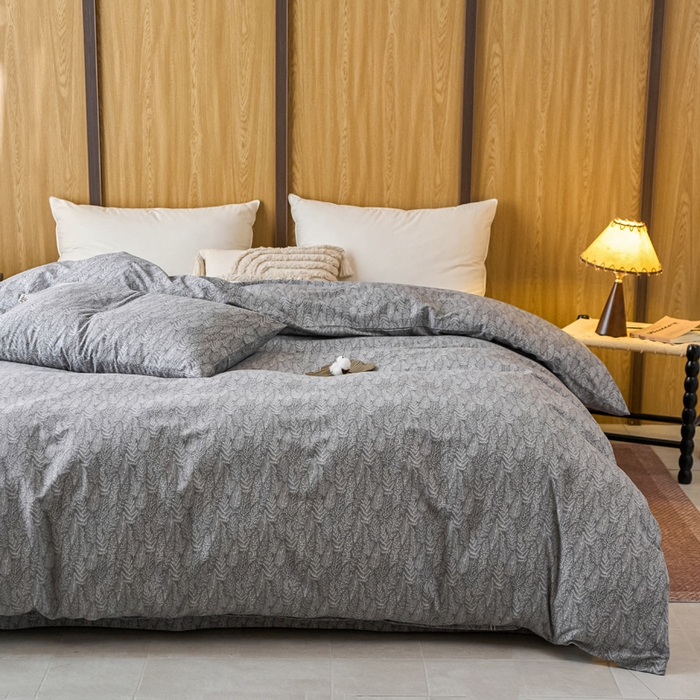 91家纺网 家纺一手货源 找家纺 春皖家纺 2025新款全棉原棉磨毛色织水洗单被套回暖系列-风格二 叶相思