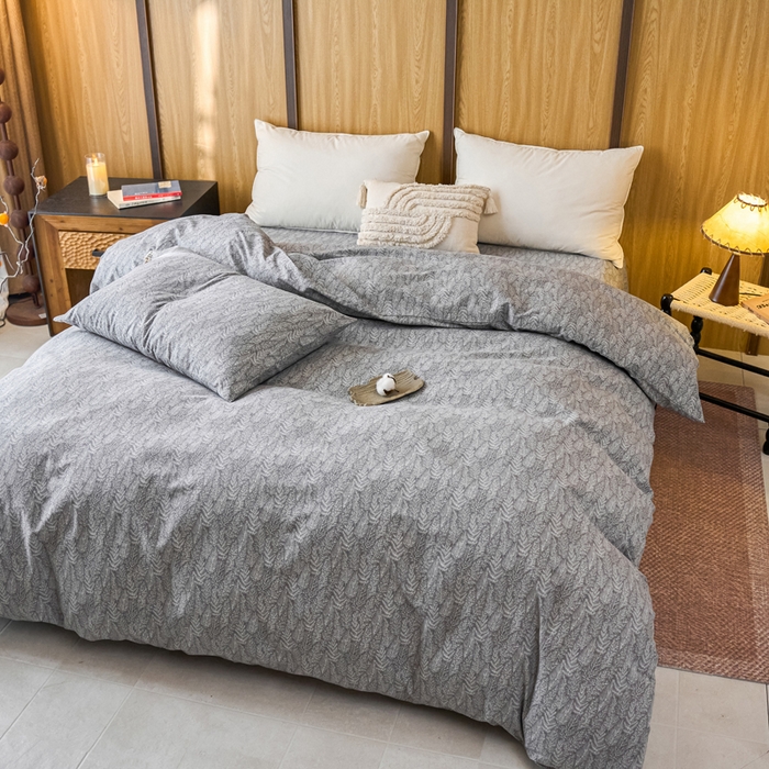 91家纺网 家纺一手货源 找家纺 春皖家纺 2025新款全棉原棉磨毛色织水洗单被套回暖系列-风格二 叶相思