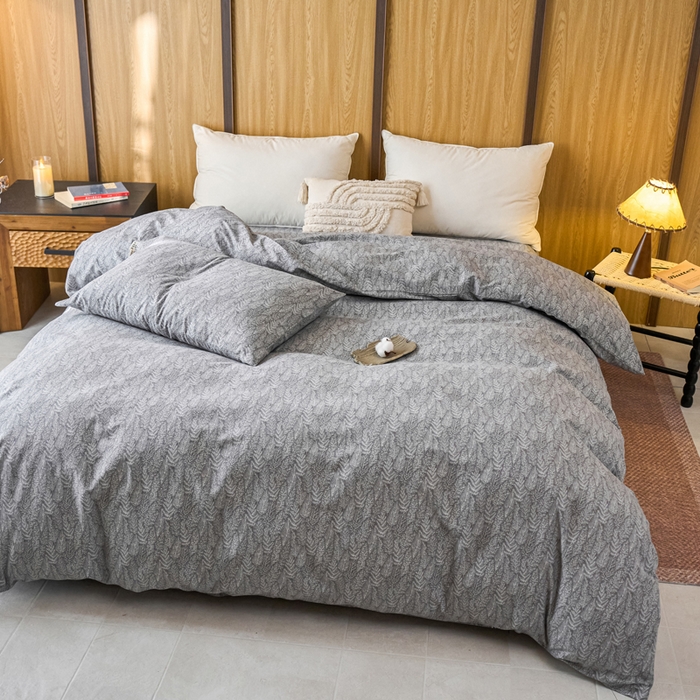 91家纺网 家纺一手货源 找家纺 春皖家纺 2025新款全棉原棉磨毛色织水洗单被套回暖系列-风格二 叶相思