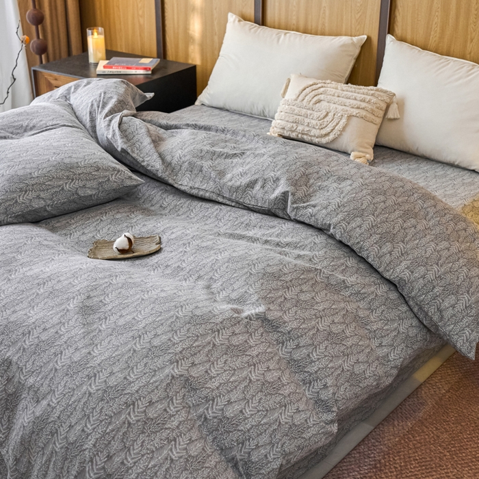 91家纺网 家纺一手货源 找家纺 春皖家纺 2025新款全棉原棉磨毛色织水洗单被套回暖系列-风格二 叶相思
