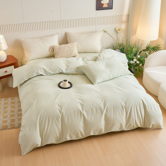 91家纺网 家纺一手货源 找家纺 春皖家纺 2025新款全棉原棉磨毛色织水洗单被套回暖系列-风格二 云水间