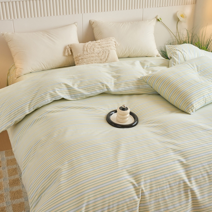 91家纺网 家纺一手货源 找家纺 春皖家纺 2025新款全棉原棉磨毛色织水洗单被套回暖系列-风格二 云水间