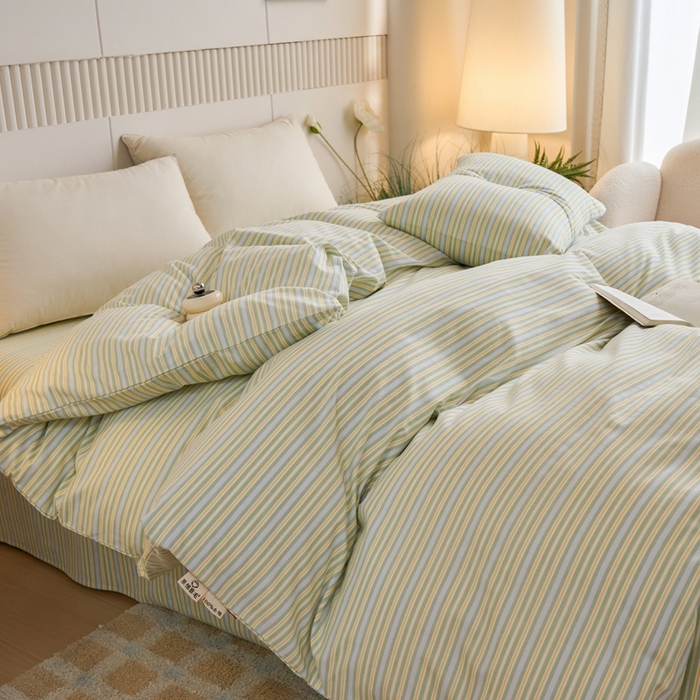 91家纺网 家纺一手货源 找家纺 春皖家纺 2025新款全棉原棉磨毛色织水洗单被套回暖系列-风格二 云水间