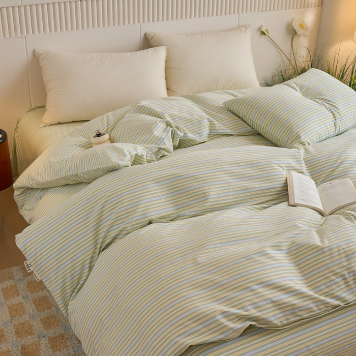 91家纺网 家纺一手货源 找家纺 春皖家纺 2025新款全棉原棉磨毛色织水洗单被套回暖系列-风格二 云水间