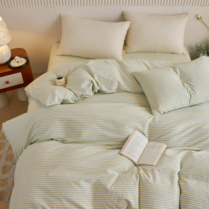 91家纺网 家纺一手货源 找家纺 春皖家纺 2025新款全棉原棉磨毛色织水洗单被套回暖系列-风格二 云水间