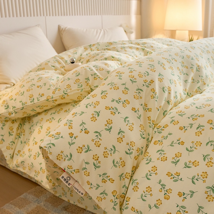 91家纺网 家纺一手货源 找家纺 春皖家纺 2025新款全棉原棉磨毛色织水洗单被套回暖系列-风格二 知春意