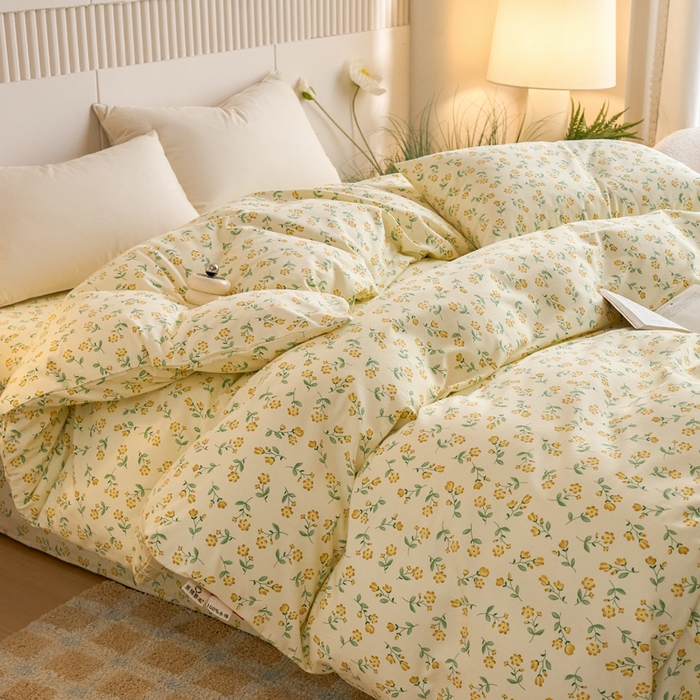 91家纺网 家纺一手货源 找家纺 春皖家纺 2025新款全棉原棉磨毛色织水洗单被套回暖系列-风格二 知春意