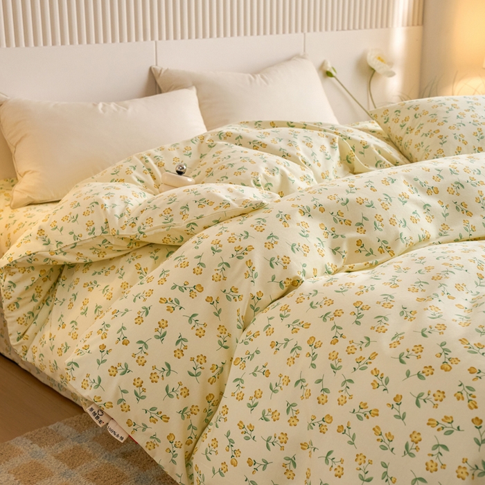 91家纺网 家纺一手货源 找家纺 春皖家纺 2025新款全棉原棉磨毛色织水洗单被套回暖系列-风格二 知春意