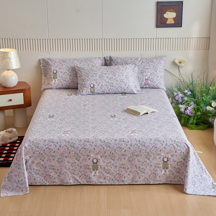 春皖家纺 2025新款原棉磨毛单床单 床单单件-风格一萌萌兔