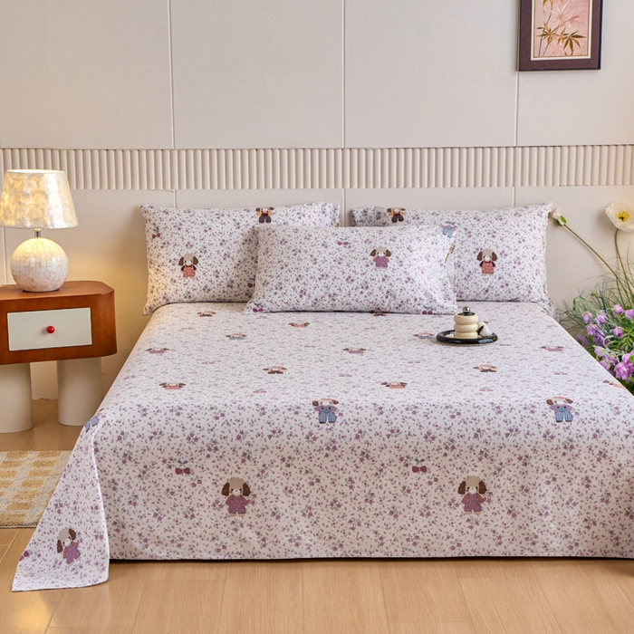 91家纺网 家纺一手货源 找家纺 春皖家纺 2025新款原棉磨毛单床单 床单单件-风格一旺财