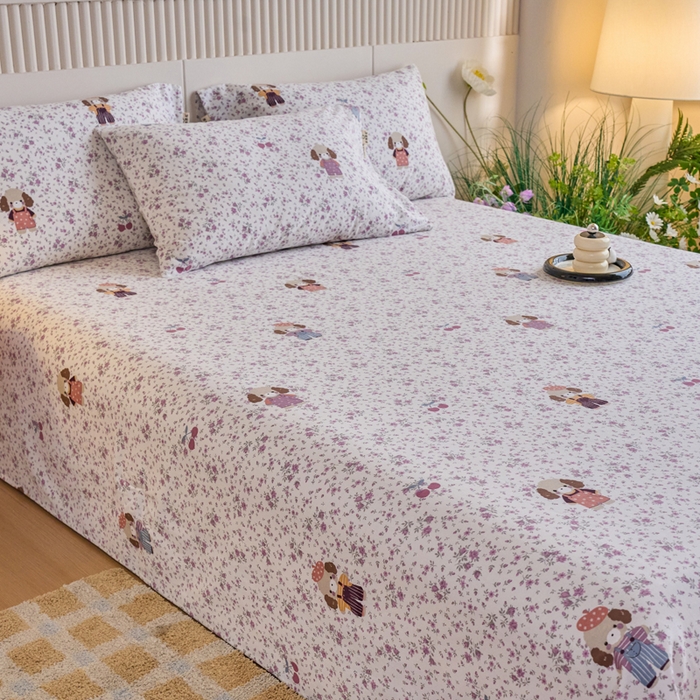 91家纺网 家纺一手货源 找家纺 春皖家纺 2025新款原棉磨毛单床单 床单单件-风格一旺财