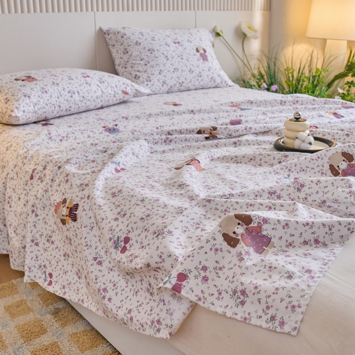 91家纺网 家纺一手货源 找家纺 春皖家纺 2025新款原棉磨毛单床单 床单单件-风格一旺财