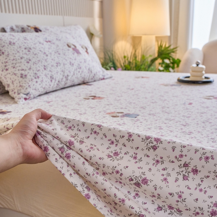 91家纺网 家纺一手货源 找家纺 春皖家纺 2025新款原棉磨毛单床单 床单单件-风格一旺财