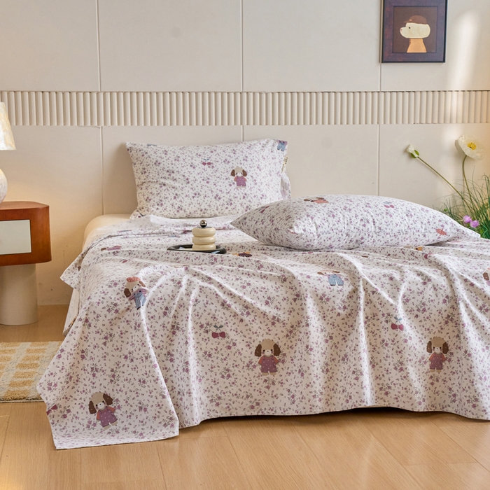 91家纺网 家纺一手货源 找家纺 春皖家纺 2025新款原棉磨毛单床单 床单单件-风格一旺财