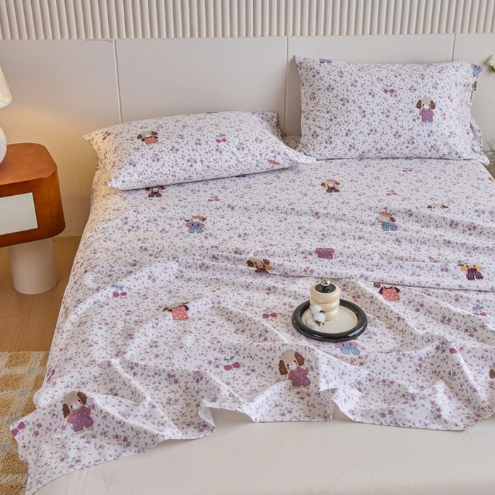 91家纺网 家纺一手货源 找家纺 春皖家纺 2025新款原棉磨毛单床单 床单单件-风格一旺财