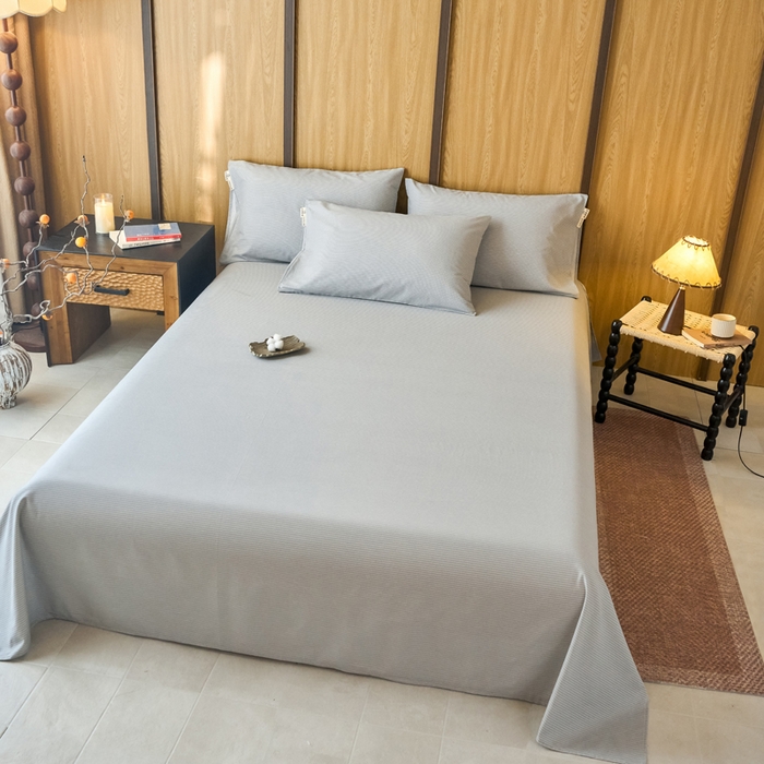 91家纺网 家纺一手货源 找家纺 春皖家纺 2025新款原棉磨毛单床单 床单单件-风格一雾灰细语