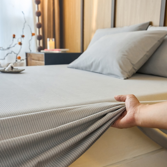 91家纺网 家纺一手货源 找家纺 春皖家纺 2025新款原棉磨毛单床单 床单单件-风格一雾灰细语