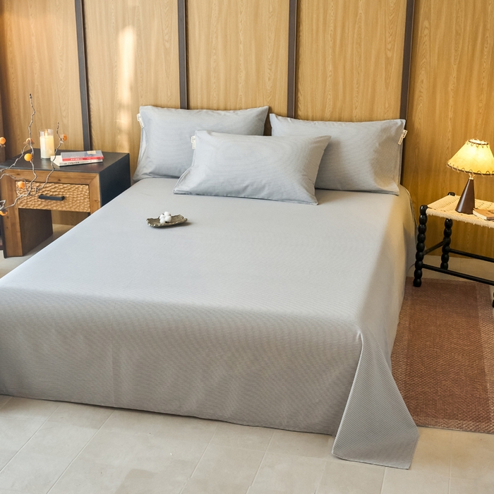 91家纺网 家纺一手货源 找家纺 春皖家纺 2025新款原棉磨毛单床单 床单单件-风格一雾灰细语