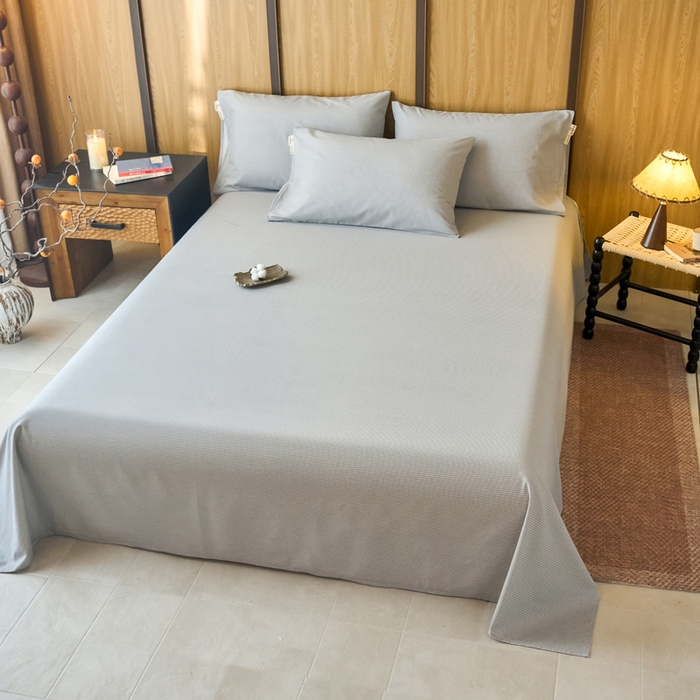 91家纺网 家纺一手货源 找家纺 春皖家纺 2025新款原棉磨毛单床单 床单单件-风格一雾灰细语