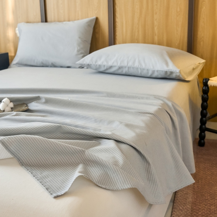 91家纺网 家纺一手货源 找家纺 春皖家纺 2025新款原棉磨毛单床单 床单单件-风格一雾灰细语