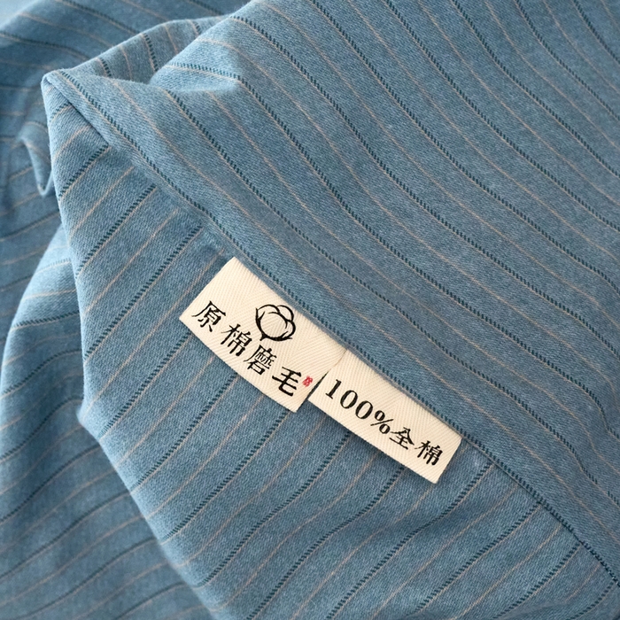 91家纺网 家纺一手货源 找家纺 春皖家纺 2025新款全棉原棉磨毛色织水洗单床笠回暖系列-风格二 柏林蓝