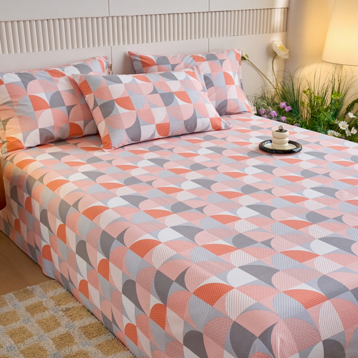 91家纺网 家纺一手货源 找家纺 春皖家纺 2025新款原棉磨毛单床单 床单单件-风格一几何梦