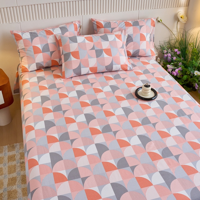 91家纺网 家纺一手货源 找家纺 春皖家纺 2025新款原棉磨毛单床单 床单单件-风格一几何梦