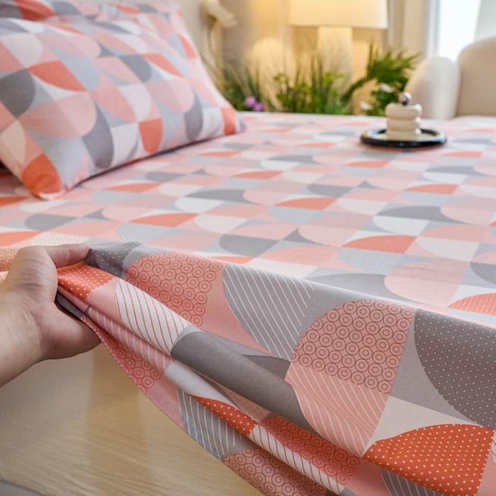 91家纺网 家纺一手货源 找家纺 春皖家纺 2025新款原棉磨毛单床单 床单单件-风格一几何梦