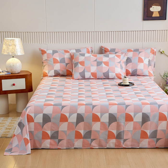 91家纺网 家纺一手货源 找家纺 春皖家纺 2025新款原棉磨毛单床单 床单单件-风格一几何梦