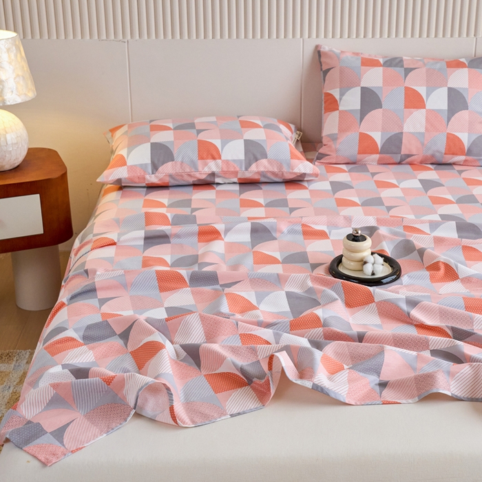 91家纺网 家纺一手货源 找家纺 春皖家纺 2025新款原棉磨毛单床单 床单单件-风格一几何梦