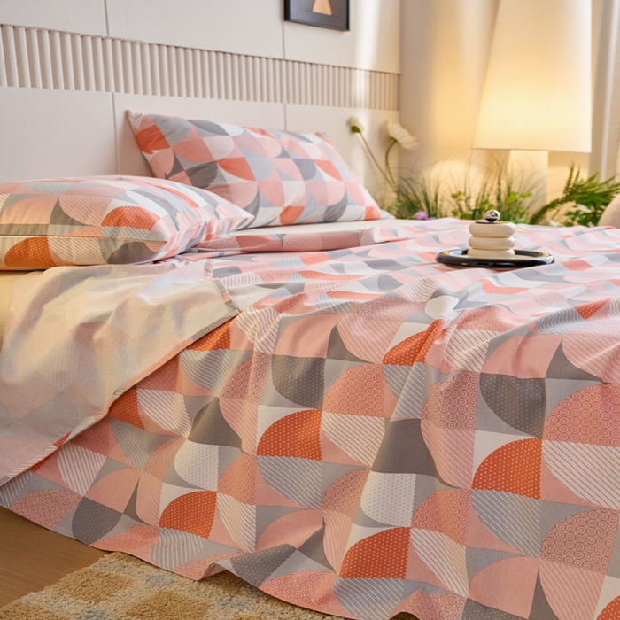 91家纺网 家纺一手货源 找家纺 春皖家纺 2025新款原棉磨毛单床单 床单单件-风格一几何梦