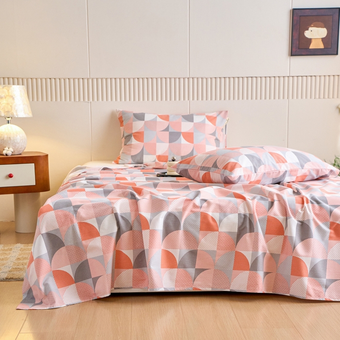 91家纺网 家纺一手货源 找家纺 春皖家纺 2025新款原棉磨毛单床单 床单单件-风格一几何梦