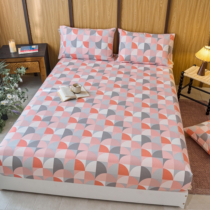 91家纺网 家纺一手货源 找家纺 春皖家纺 2025新款全棉原棉磨毛色织水洗单床笠回暖系列-风格二 几何梦