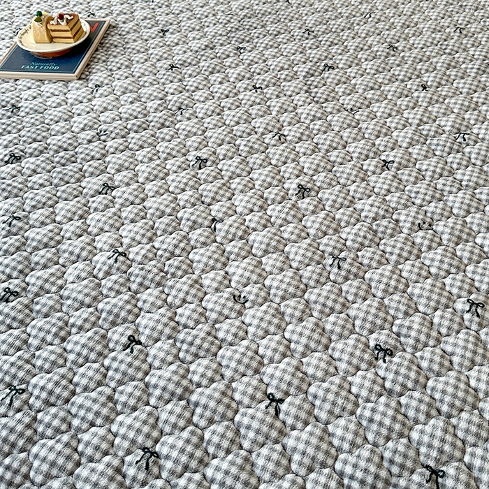 91家纺网 家纺一手货源 找家纺 铭成家纺 2025新款牛奶绒夹棉保暖床笠 蝴蝶结-灰