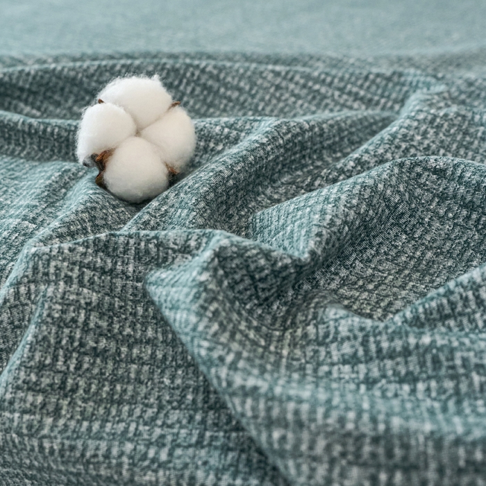 91家纺网 家纺一手货源 找家纺 春皖家纺 2025新款全棉原棉磨毛色织水洗单床笠回暖系列-风格二 简森绿