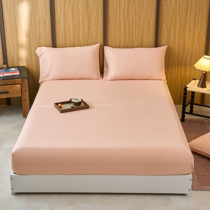 春皖家纺 2025新款全棉原棉磨毛色织水洗单床笠回暖系列-风格二 丽人粉